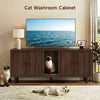 6359 Inches Cat Litter Box Enclosure for 2 Cats Hidden Litter Boxes Furniture with Cat Scratch Pad Large Indoor Cat House with Double Room Wooden TV Stand Side Table Black