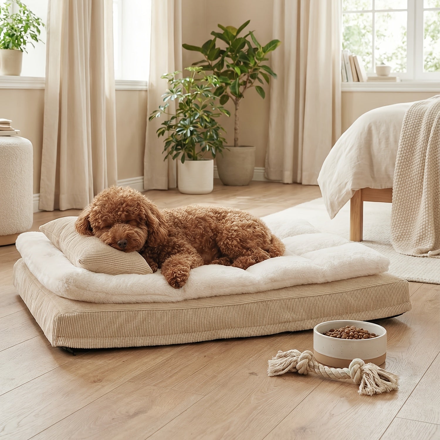 Cozy Square Dog Bed Pet Mat with Removable Pillow Design Supports Dogs Spine ThreeLayer UltraThick Structure Soft Comfortable Fabric  LeakProof 24 295 35 Sizes Available for Small  Medium Dogs Great Gift for Dogs